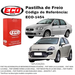 Pastilha de Freio Dianteira Ecopads Fiat 500 / Grand Idea / Palio / Doblo ECO-1454