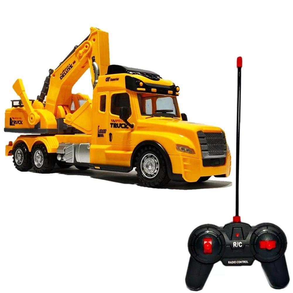 Caminhão De Construção Controle Remoto Cor Amarelo