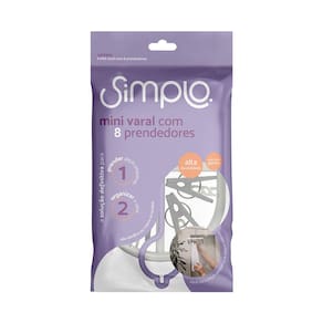 Mini Varal Com 8 Prendedores De Plastico - Simplo Lilas