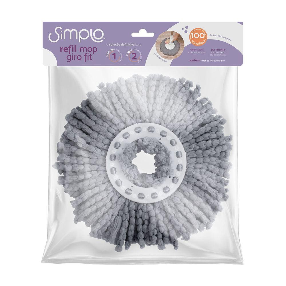 Refil De Microfibra Para Mop Giro Fit - Simplo Cinza