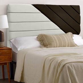 Cabeceira para Cama Box King 193cm Estilo Veludo Bege/Marrom SOFA STORE