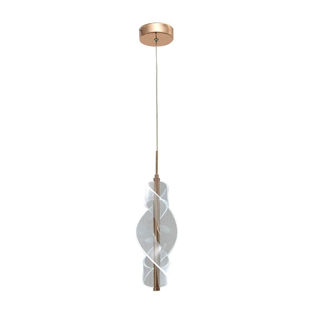 Pendente Moderno Espiral Dourado 32cm Led 7W 3 em 1 Bivolt