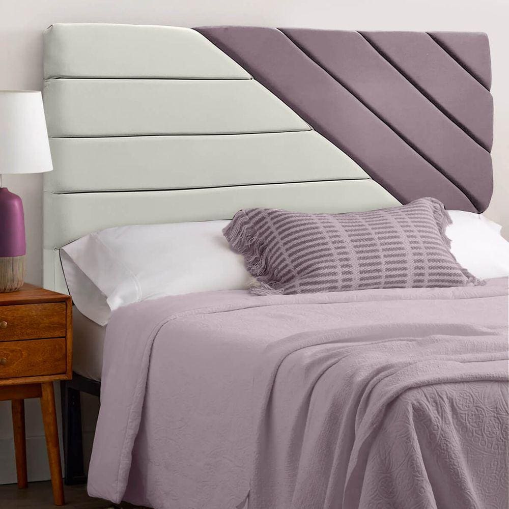 Cabeceira de Luxo para Cama King Size 193cm Estilo Veludo Bege/Rosê SOFA STORE