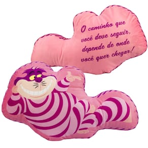 Almofada 3D Gato Risonho Rosa Cheshire Alice Oficial Disney