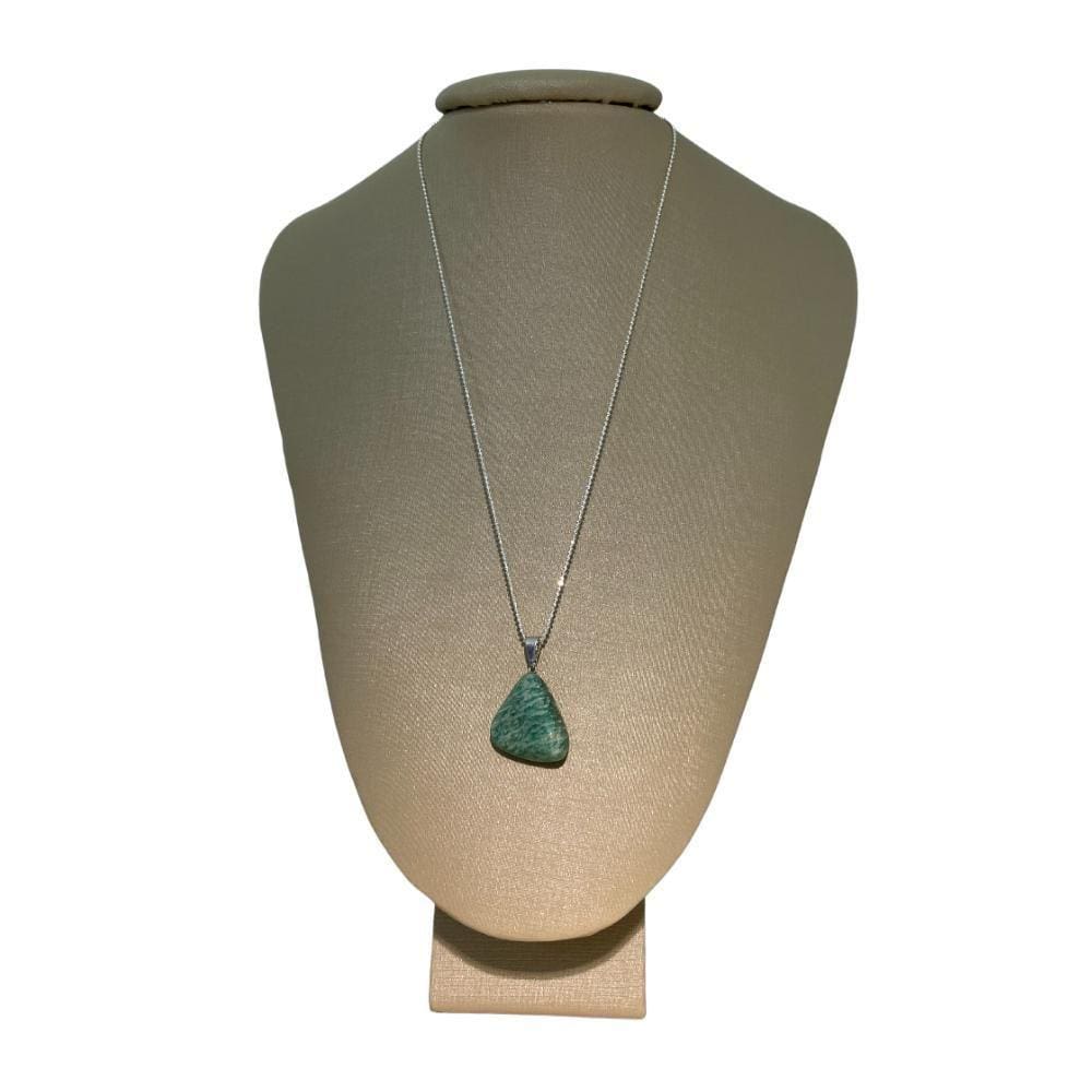 Colar Diamantado Prata 925 Amazonita Polida - Ponte Vecchio