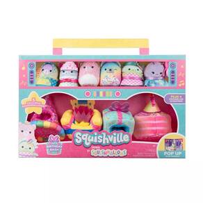 Kit Pelucia Squishmallow Playset Festa de Aniversario Sunny