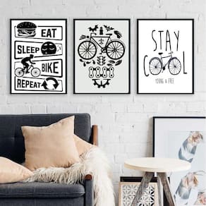 Kit 3 Quadros Decorativos Cantinho Da Bicicleta 33X24Cm