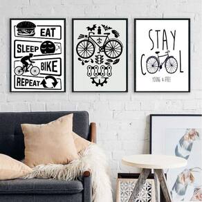 Kit 3 Quadros Decorativos Cantinho Da Bicicleta 45X34Cm
