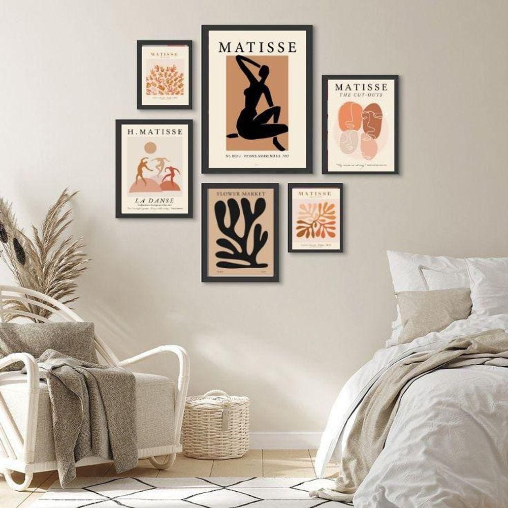 Composição 6 Quadros Matisse- Marrom E Terra - Com Vidro