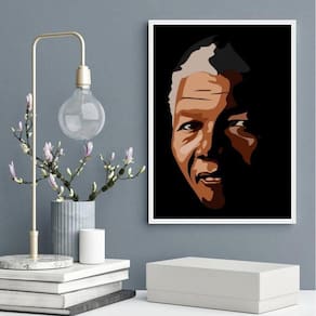 Quadro Decorativo Arte Nelson Mandela 45X34Cm - Com Vidro
