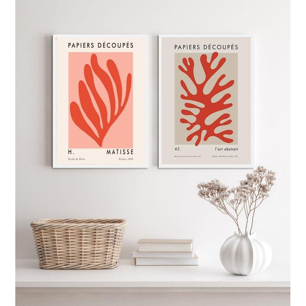 Kit 2 Quadros Decorativos Corais De Matisse 45X34Cm