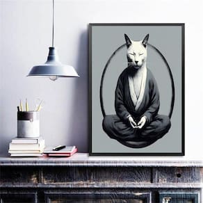 Quadro Decorativo Gato Fazendo Yoga 24X18Cm