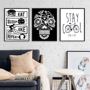 Kit 3 Quadros Decorativos Cantinho Da Bike 24X18Cm