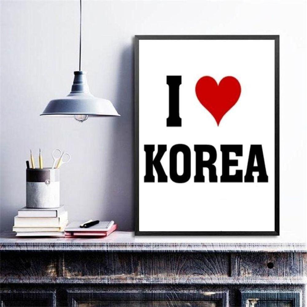 Quadro Decorativo I Love Korea 24X18Cm