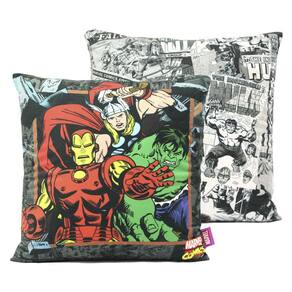 Almofada Vingadores Homem De Ferro Hulk Thor Aveludada Quadrada 40x40cm Oficial Marvel