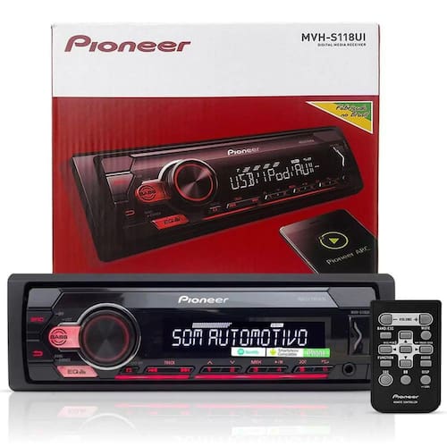 MP3 Player Pioneer MVH-S118UI 1 Din Interface Android iOS Spotify Mixtrax Digital Receiver USB FM AM