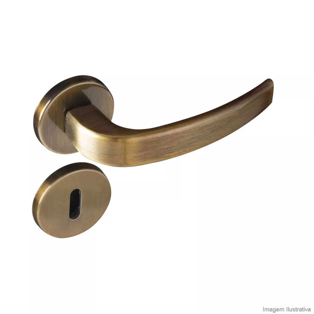 Fechadura interna Aço Zamac Vic 930-80 com Roseta Redonda Pado Bronze