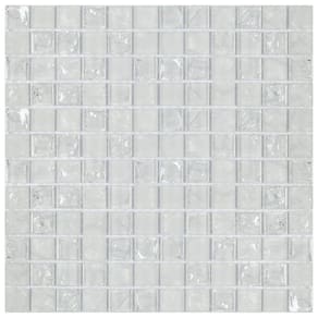 Pastilha de Vidro Ice Glass Mosaic 30cmx30cm Placas Branco Quebrado
