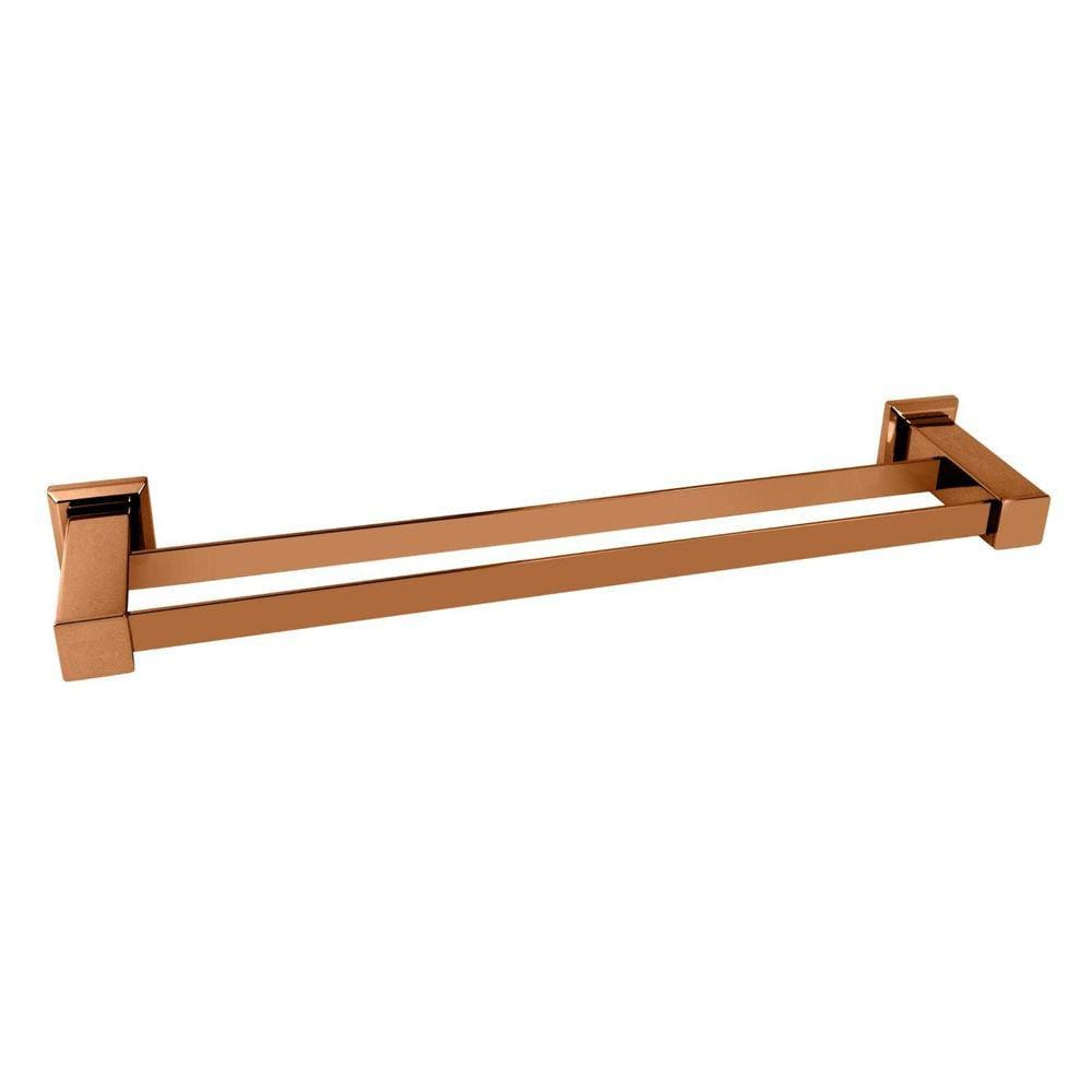 Porta Toalha de Banho 62cm Duplo Ro7092 Ducon Metais Rosé Gold