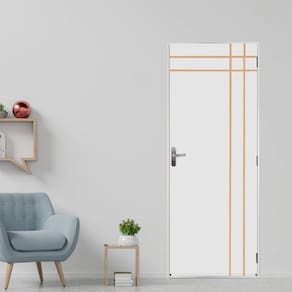 Kit Porta de Madeira Decorada 215x75cm com Batente de Aço 06cm Mantiqueira MGM Branco