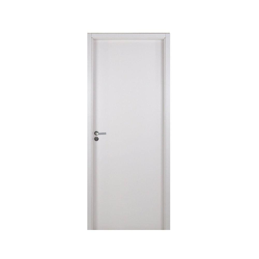 Kit Porta de Madeira Lisa 215x74cm com Batente de MDF Ultra 12cm Melamínico MGM Branco