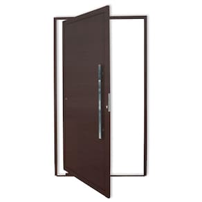 Porta de Alumínio Pivotante Lambril 210x100cm com Puxador Corten Super Brimak Corten