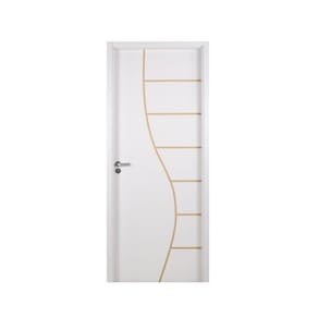 Kit Porta de Madeira Decorada 215x74cm com Batente de MDF Ultra 10cm Cantareira MGM Branco