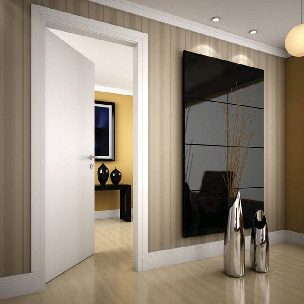Kit Porta de Madeira para Drywall 210x70cm Lisa Primer Esquerda Moldufama Branco