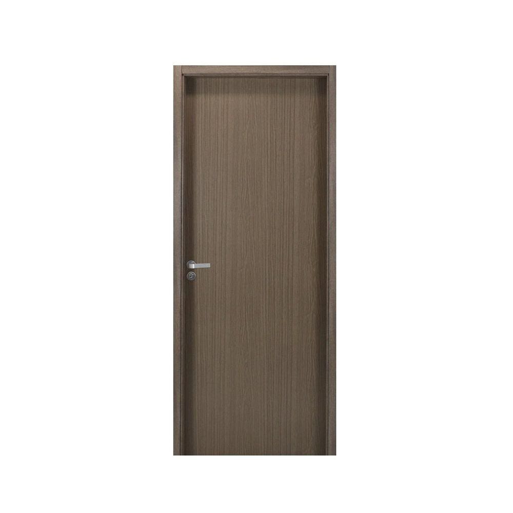 Kit Porta de Madeira Lisa 215x84cm com Batente de MDF Ultra 10cm Melamínico MGM Carvalho Quebec