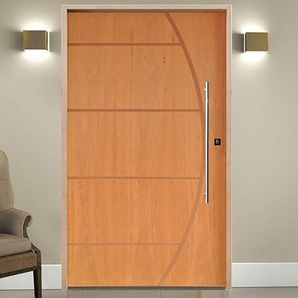 Kit Porta de Madeira Pivotante 210x102cm Batente 14cm Fechadura 803 Rolete Externa Belissima 6 Hale Esquadrias Imbuia