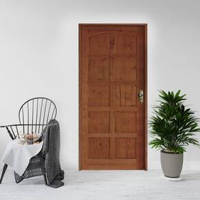 Kit Porta de Madeira 210x82cm Batente 11cm Fechadura Golf Rodam Pinus