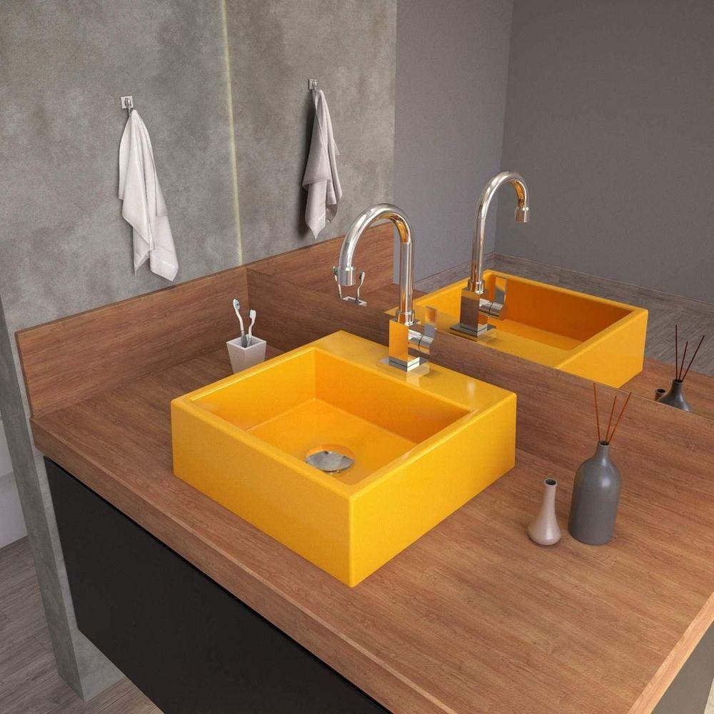 Cuba para Banheiro Q355W Quadrada Compace Amarelo
