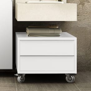 Gaveteiro para Banheiro com Rodízios MAX 60cm Bumi Branco/Branco