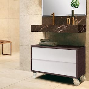 Gaveteiro para Banheiro com Rodízios PRÓ 80cm Bumi Linho/Branco