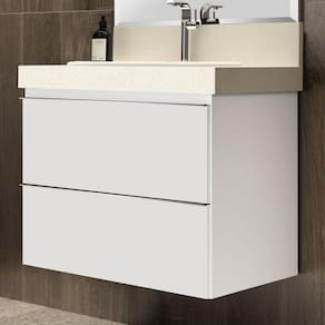 Gabinete para Banheiro Suspenso 80cm sem Lavatório Bumi Branco/Branco