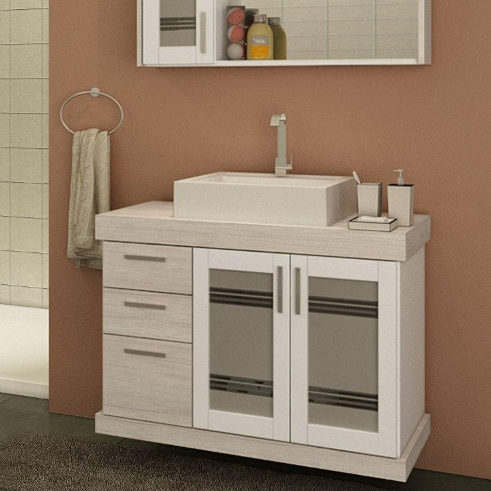 Gabinete para Banheiro 80cm 3 Gavetas 2 Portas Imola Darabas Agardi Mezzo Blanco