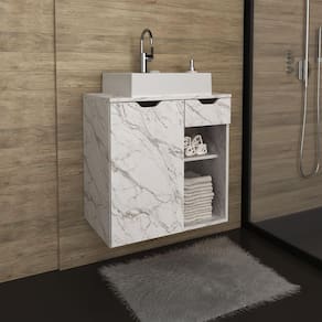 Gabinete Suspenso para Banheiro 60cm Tecno Mobili Mármore Branco