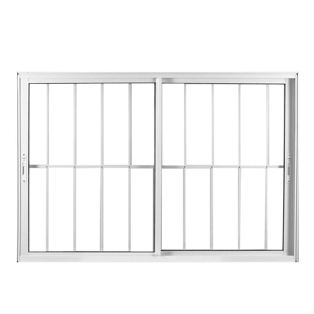 Janela de Alumínio de Correr 100x100cm 2 Folhas com Grade e Vidro Mini Boreal Linha Soft MGM Branco Branco