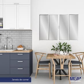 Janela de Alumínio de Correr 120x150cm 4 Folhas 2 Fixas com Vidro Mini Boreal Linha Soft MGM Branco Branco