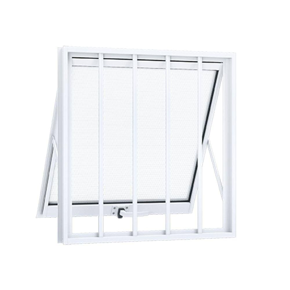 Janela de Aluminio Maxim-ar 60x80cm com Grade e Vidro Lucasa Alumínios Branco
