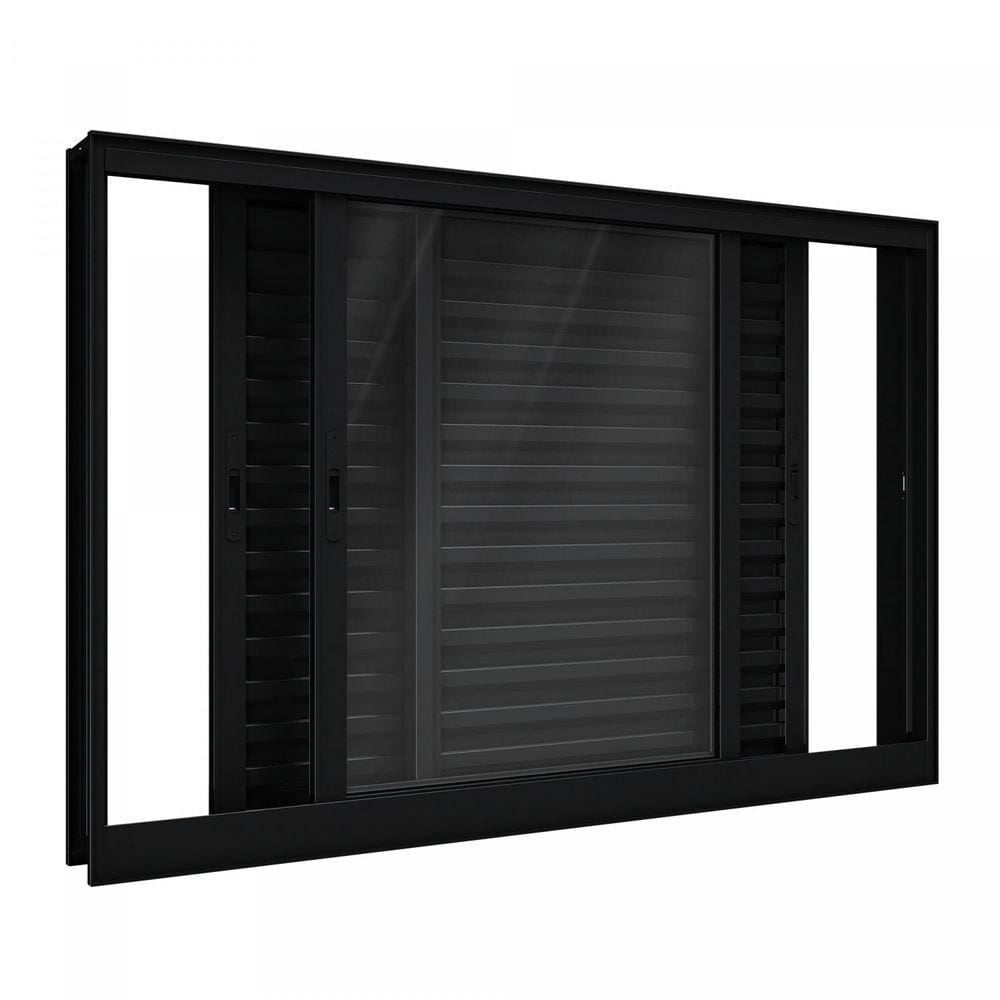 Janela de Alumínio de Correr 100x150cm 3 Folhas Lucasa Alumínios Preto