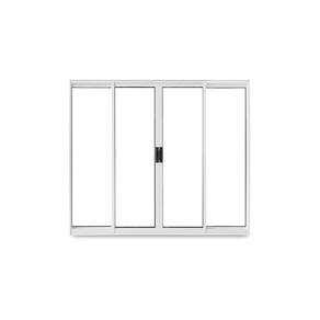 Janela de Correr Abertura Central Exclusiva 4 Folhas Vidro Liso 100x150cm CRV Portas e Janelas Branco