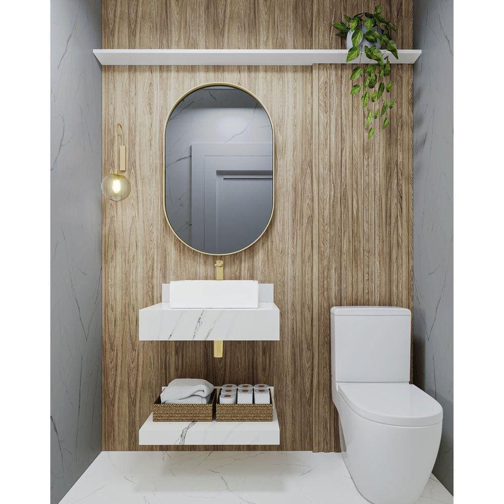 Bancada em Porcelanato 60/80/100cm Sem Cuba Darabas Agardi Branco