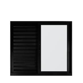 Janela de Alumínio Veneziana 120x120cm 3 Folhas Suprema Hale Esquadrias Preto