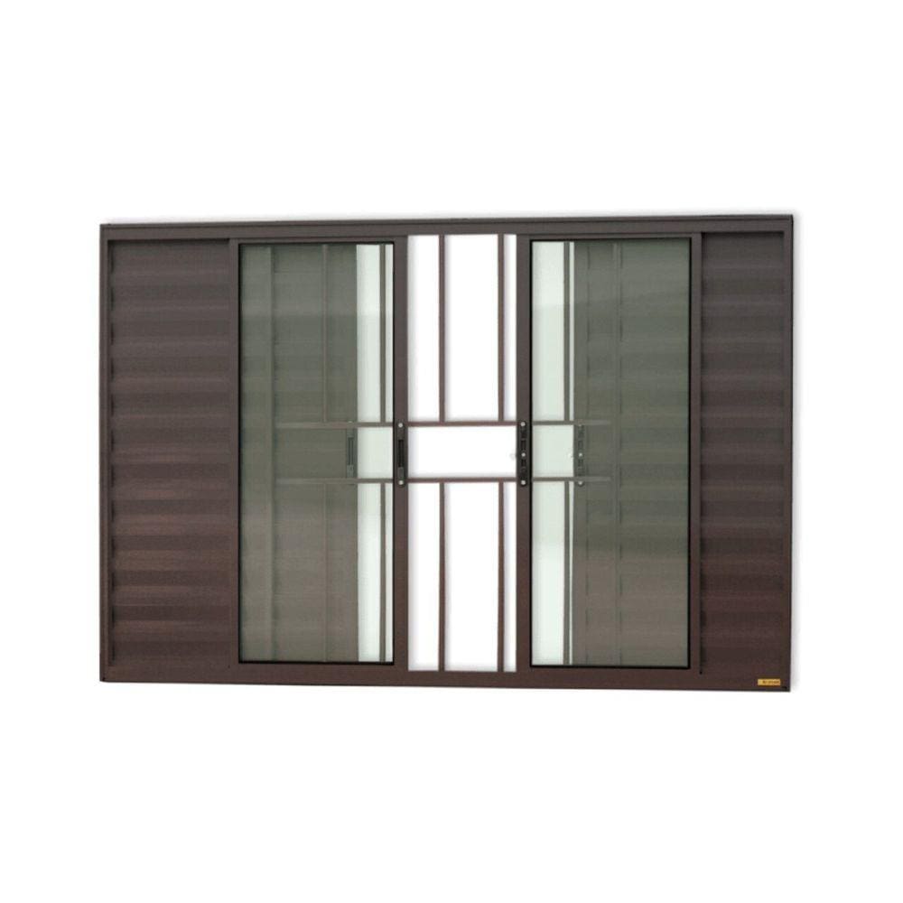 Janela Janela Veneziana Confort 6 Folhas com Grade Vidro Liso 100cm x 120cm Brimak Corten