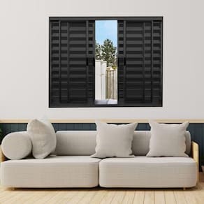 Janela Veneziana de Alumínio 6 Folhas 100 x 100cm Modular Esquadrias Bergame Preto