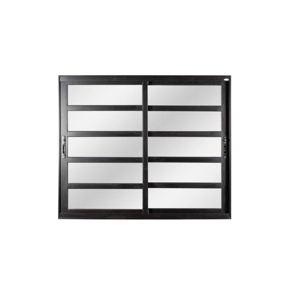 Janela de Alumínio de Correr 120x200x8cm 2 Folhas Móveis com Travessas Vidro Liso Topsul Esquadrisul