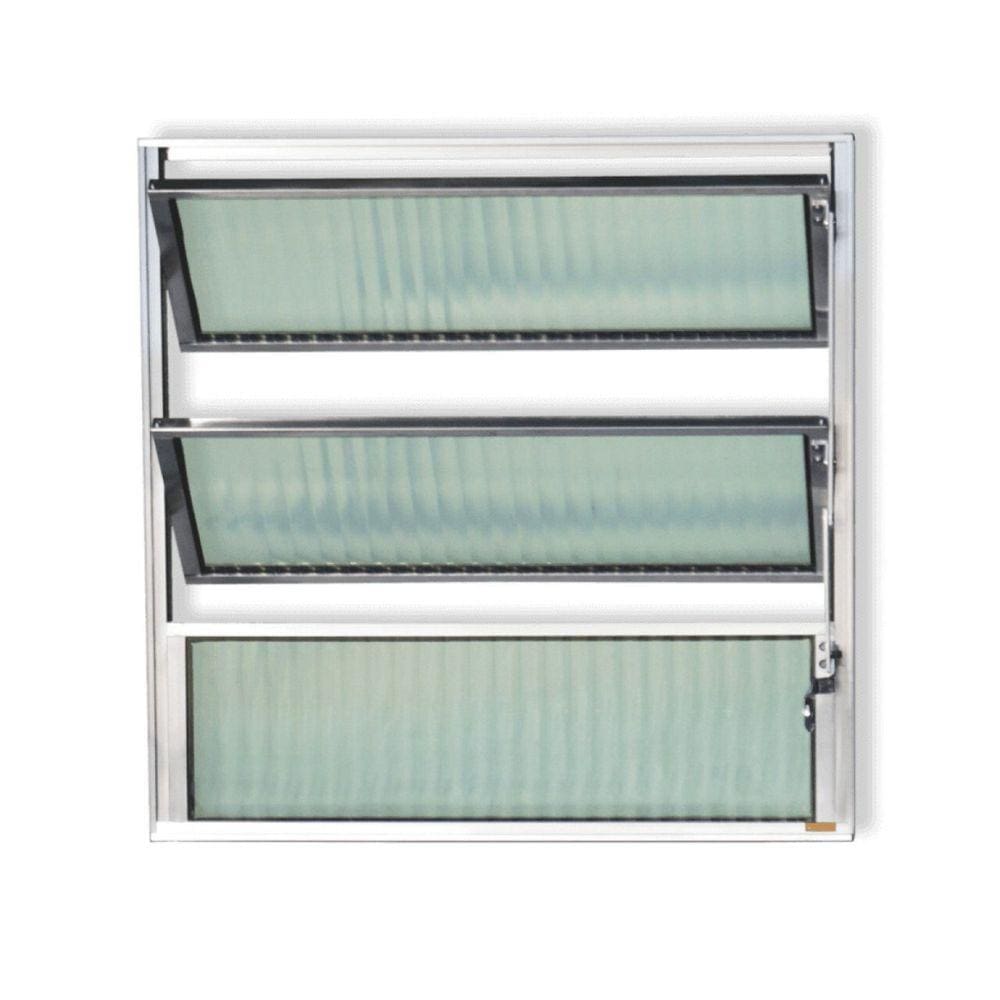 Janela Basculante de Alumínio 60x60cm com Vidro Canelado Anodizado Master Brimak Brilhante