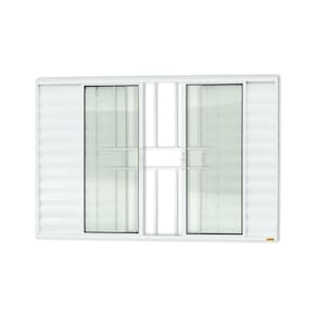 Janela Janela Veneziana Confort 6 Folhas com Grade Vidro Liso 100cm x 150cm Brimak Branco