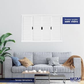 Janela de Aço Veneziana de Correr 100x200cm 6 Folhas Minas Sul MGM Branco